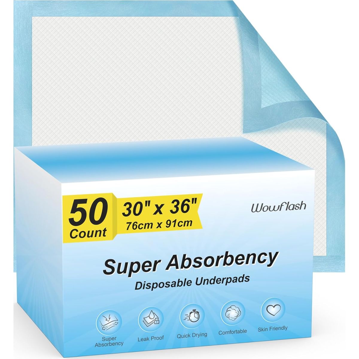 Wowflash 50 Count Disposable Underpads